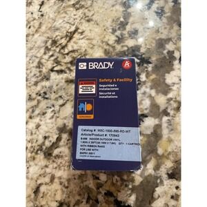 Brady M5c-1500-595-Rd-Wt Label/Ribboncartridge, Red, Gloss, 1-1/2Inw‎